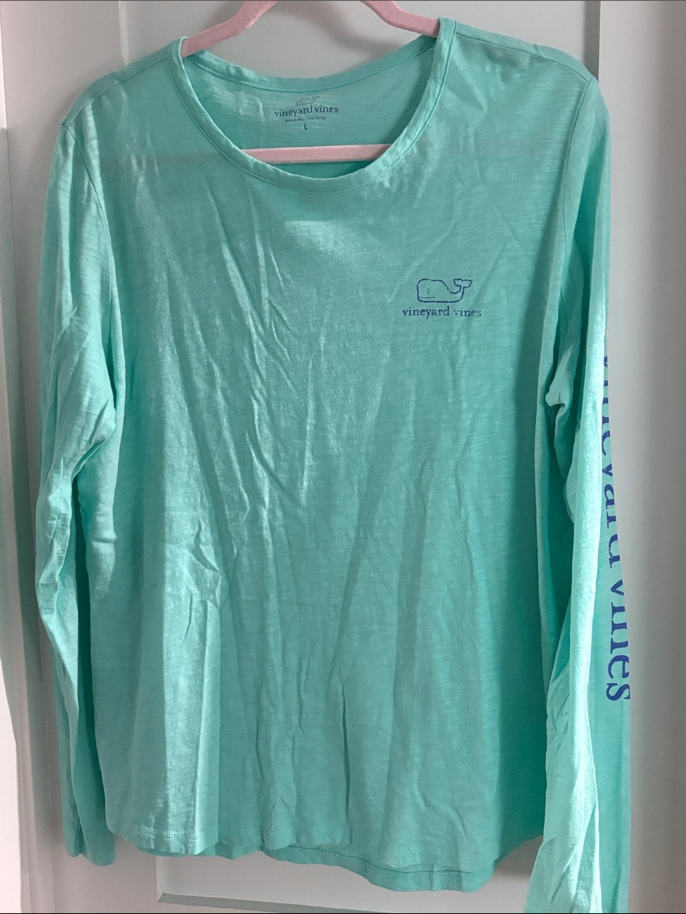 Vineyard Vines Mint Green Long Sleeve Logo Tee